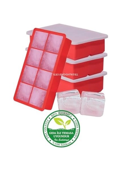 Kapaklı Silikon Buz Kalıbı - Bpa Içermeyen, ve Kokteyller Için Büyük Buz Kalıpları, 2 Inç Büyük Buz Küpleri Yapmak Için Kolayca Çıkarılabilen Silikon Buz Kalıbı, Kırmızı (Yurt Dışından) fırsatları