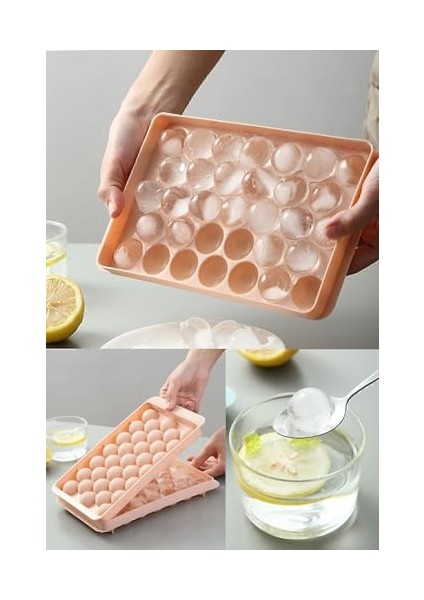 33 Bölmeli Kapaklı Küre Buz Kalıbı Dondurma Kalıbı Buz Saklama Kabı Sunumluk VLT1390 (Yurt Dışından)