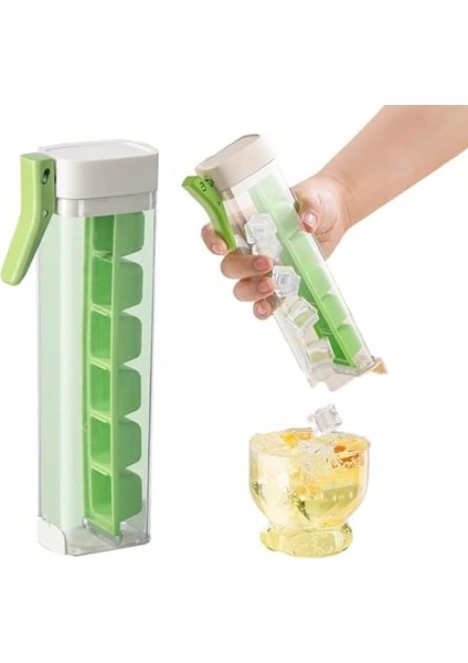 Yeni Buz Küpü Tepsileri 6 Hücre Tek Elle Buz Çözme ve Buzun Basılması ， Kapaklı Buz Küpü Tepsileri Kalıp 6 Delikli Buz Pres Tipi Buz Küpü Kalıpları Kolay Serbest,green (Yurt Dışından)