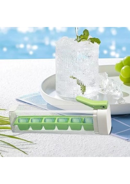 Yeni Buz Küpü Tepsileri 6 Hücre Tek Elle Buz Çözme ve Buzun Basılması ， Kapaklı Buz Küpü Tepsileri Kalıp 6 Delikli Buz Pres Tipi Buz Küpü Kalıpları Kolay Serbest,green (Yurt Dışından) modelleri