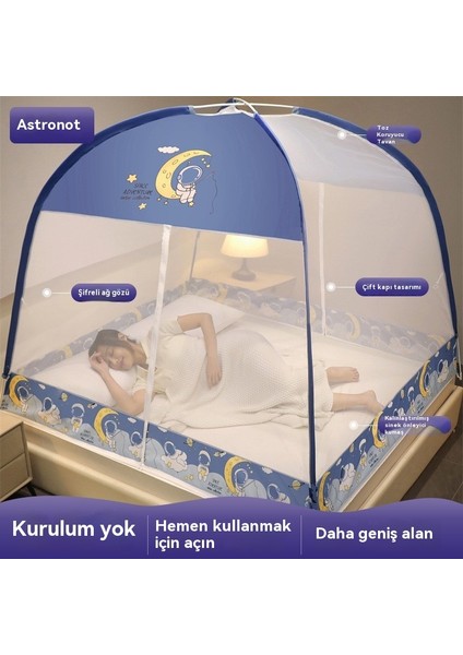 Yurt Cibinlik Ağı Kurulumsuz Ev Çocuk Desenli Çadır Çift Kapılı Fermuarlı Katlanır Yurt Çadır-1.5×2m (Yurt Dışından)