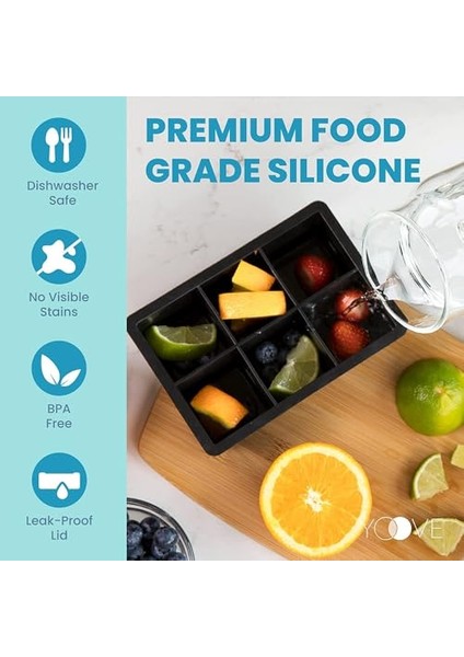 Ice Cube Trays, Kapaklı Yeniden Kullanılabilir Silikon Ice Cube Tepsisi, 6 Büyük Kare Ice Cube Tepsisi, , Dondurucu Için Buz Tepsileri, Karışık Içecekler Için Kolay Açılan Ice Cube K (Yurt Dışından) fiyatları