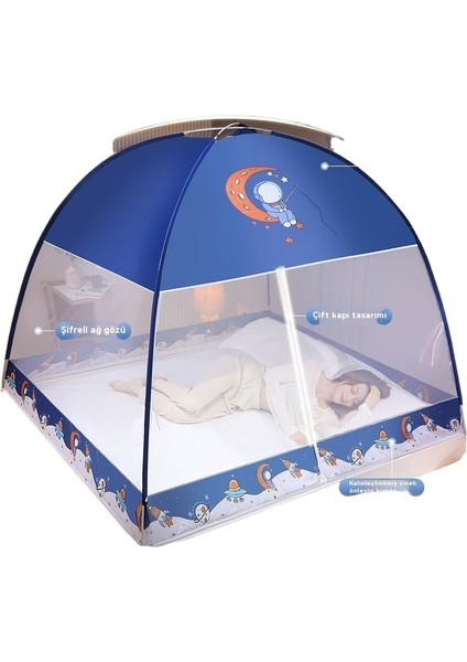 Yurt Cibinlik Ağı Kurulumsuz Ev Çocuk Desenli Çadır Çift Kapılı Fermuarlı Katlanır Yurt Çadır-1.2×2m (Yurt Dışından)