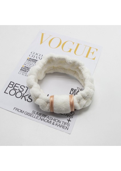 Mercan Kadife Altın Saç Bandı Yüz Yıkama Makyaj Saç Bandı Kadın Kafa Bandı Yoga Spor Tek Toka Kafa Bandı (Yurt Dışından)