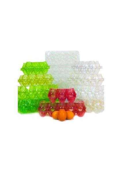 6 Lı Yeşil Plastik Kapaklı Yumurta Viyolü 100 Adet