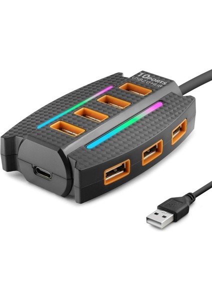 USB Hub 10*usb 1.2m Siyah HDX7036