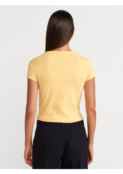 31750 Kontrast Kısa Kollu Tshirt-Sarı fiyatları