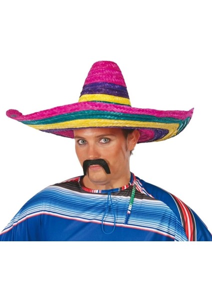 Bfs Sombrero Meksika Şapkası Renkli Örme Hasır Yetişkin Boy