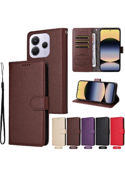 Redmi Note 14 4g Kablosuz Şarj Cüzdan Crad Yuvası Için Flip Case (Yurt Dışından) modelleri