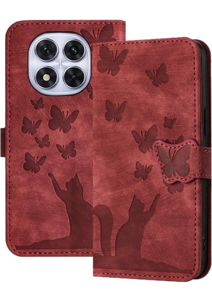 Redmi Not Için Flip Case 14 Pro 4g Kabartmalı Kelebek Kedi Kartı (Yurt Dışından)