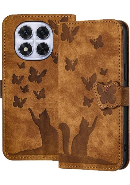 Redmi Not Için Flip Case 14 Pro 4g Kabartmalı Kelebek Kedi Kartı (Yurt Dışından)