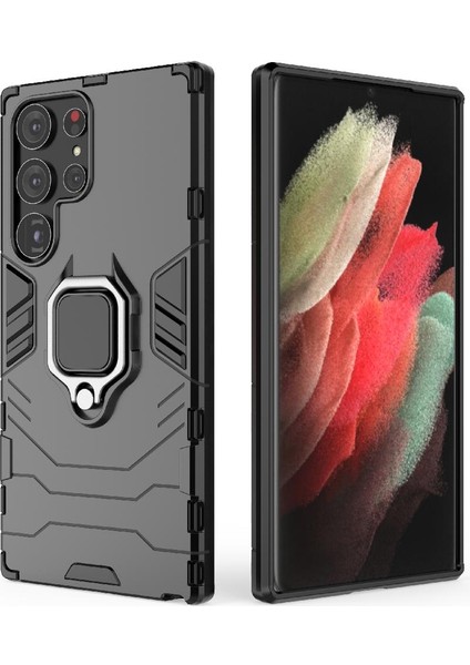 Samsung Galaxy S23 Ultra 5g Için Kılıf 360 &deg; Dönen Halka Askeri Damla Kapak (Yurt Dışından) modelleri