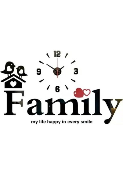 Family Yazılı Duvar Saati Sessiz Akar Mekanizmalı, 60X100 Cm, Mdf fiyatları
