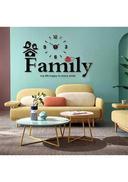 Family Yazılı Duvar Saati Sessiz Akar Mekanizmalı, 60X100 Cm, Mdf modelleri