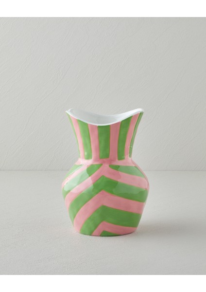 Alda Seramik Vazo 22 cm Yeşil-Bej