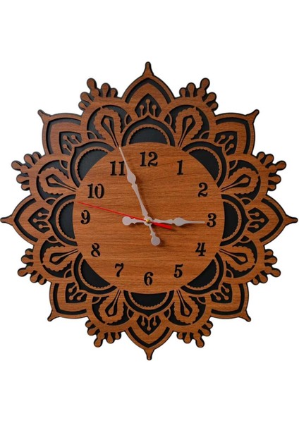 45 cm Çift Katlı Ahşap Mdf Sessiz Akar Mekanizmalı Duvar Saati