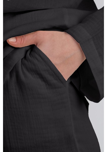 Kadın Müslin Pijama Takımı Düğmeli Yakalı Pijama indirimleri