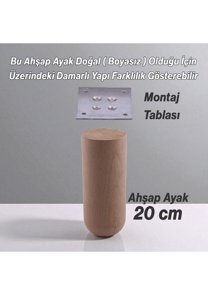 Bohem Doğal Ahşap Silindir Ayak 20 cm Aparat Dahil Mobilya Koltuk Kanepe Sehpa Masa Ayağı Ayakları fırsatları