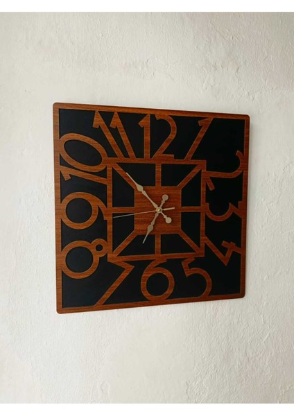 45 cm Çift Katlı Ahşap Mdf Sessiz Akar Mekanizmalı Duvar Saati