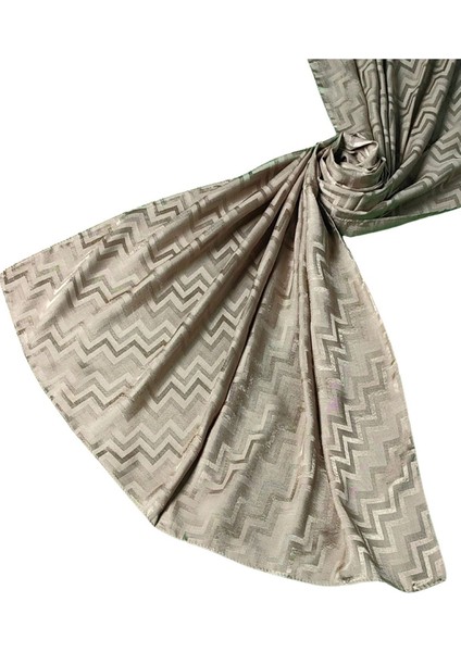 Ipeksi Dokulu Jakarlı Zikzak Desenli Şal 75X190 cm