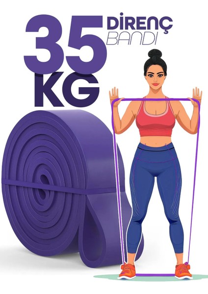 35 kg Mor Barfiks Direnç Lastiği – Extra Sert Gym Pilates Fitness Kas Geliştirme Bandı fiyatları