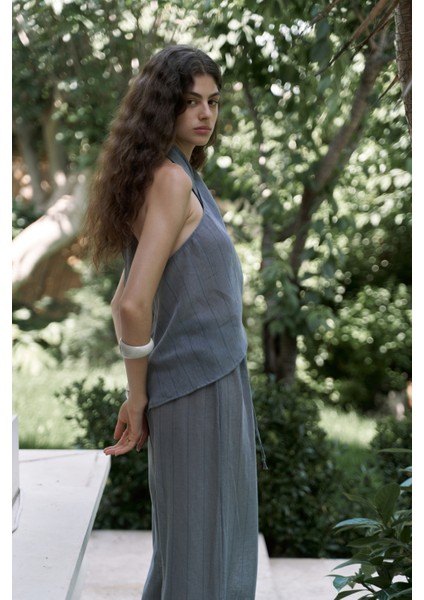 Cadhas Boyundan Bağlamalı Füme Crop Pantolon Takım fırsatları