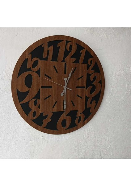 45 cm Çift Katlı Ahşap Mdf Sessiz Akar Mekanizmalı Duvar Saati