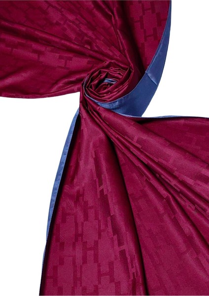 Leila Çift Taraflı Jakarlı Desenli Ipeksi H Desen Şal – 75X190 cm