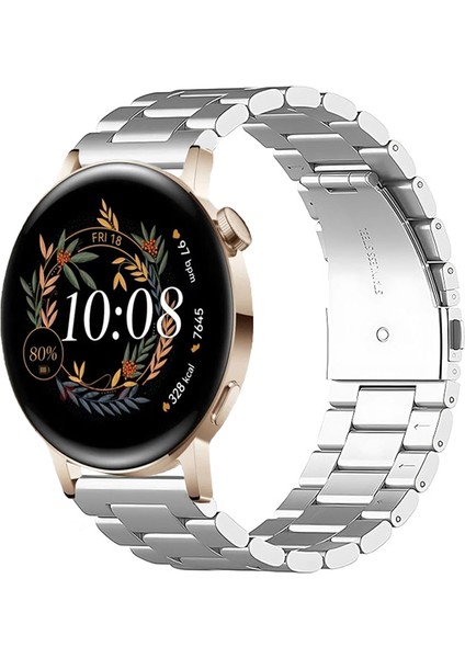 Huawei Watch Gt3 42MM Uyumlu Kordon Klasik Baklava Model Paslanmaz Çelik Metal Kayış