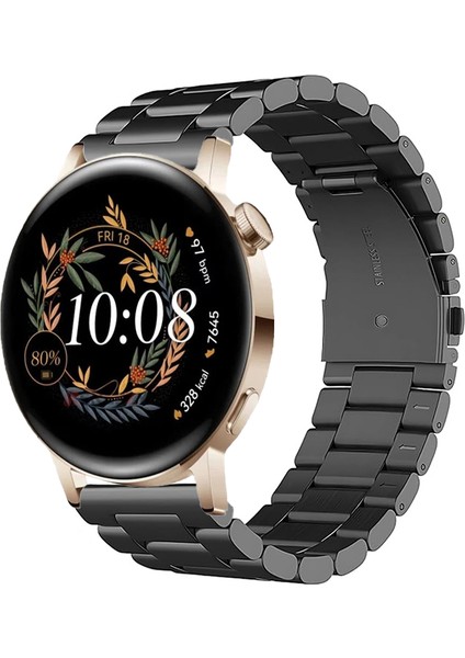 Huawei Watch Gt3 42MM Uyumlu Kordon Klasik Baklava Model Paslanmaz Çelik Metal Kayış