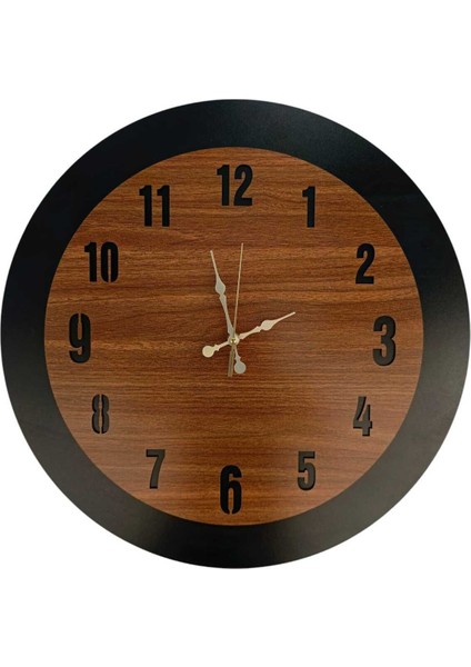 45 cm Çift Katlı Ahşap Mdf Sessiz Akar Mekanizmalı Duvar Saati