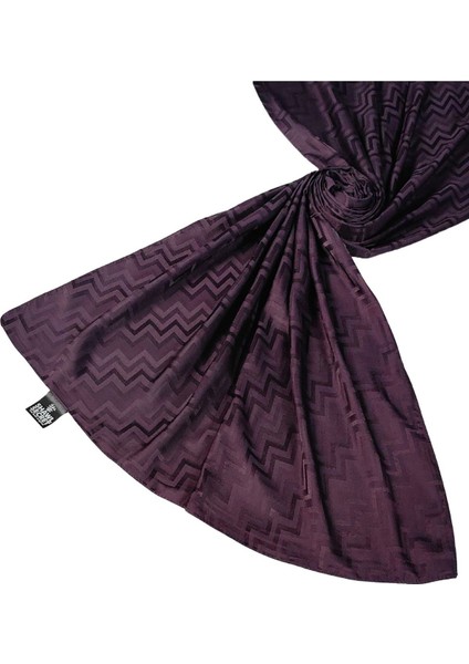 Ipeksi Dokulu Jakarlı Zikzak Desenli Şal 75X190 cm