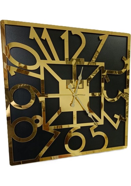 Gold Ayna Pleksi Çift Katlı 45 cm Sessiz Duvar Saati | Şık ve Modern Tasarım