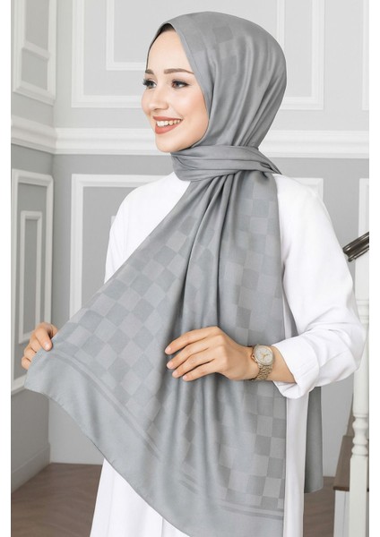 Emproyal Silver Jakar Dama Desenli Şal 75X190 cm