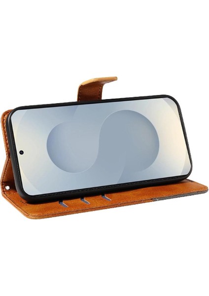 ile Samsung Galaxy S25 Kenar Yüksek Kaliteli Deri Telefon Kılıfı Için Flip Case (Yurt Dışından)