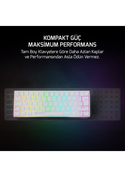 Lyra Rgb 60M 62TUŞ Beyaz Mekanik Kablolu Blue Switch Klavye - 3 Yıl Garantili