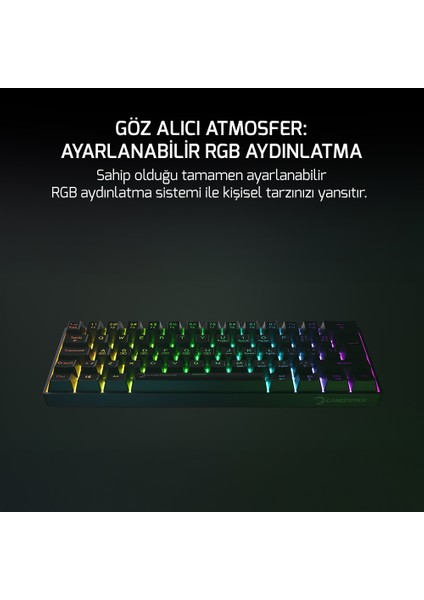 Lyra Rgb 60M 62TUŞ Siyah Mekanik Kablolu Blue Switch Klavye - 3 Yıl Garantili