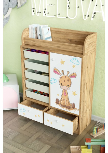 Bay Zürafa Design "melova" 5 Sepetli 2 Çekmeceli Çok Amaçlı Oyuncak Dolabı fırsatları