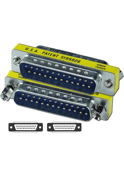 25 Pin Lpt Paralel Port Erkek - Erkek Çevirici Dönüştürücü 5'li Set