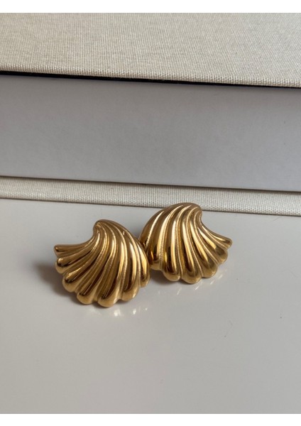Altın Kaplama Kabarık Spiral Form Küpe – Modern ve Minimal Tasarım