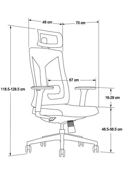 Leader File Sırtlı Multi Mekanizma Ofis Koltuğu-Siyah 67X118-5-128,5X 70 cm (Gxyxd)