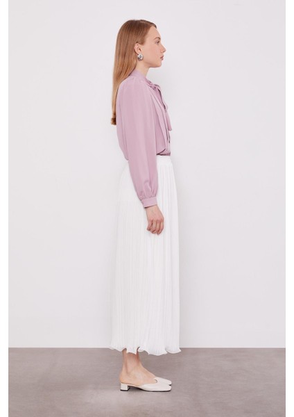 Ekru Kırışık Piliseli Etek modelleri