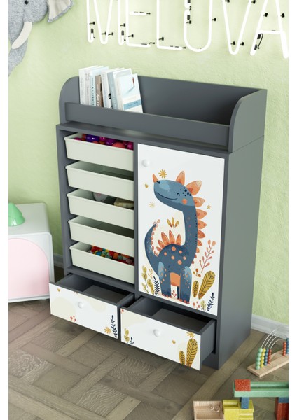 Minik Dino Design "melova" 5 Sepetli 2 Çekmeceli Çok Amaçlı Oyuncak Dolabı fırsatları