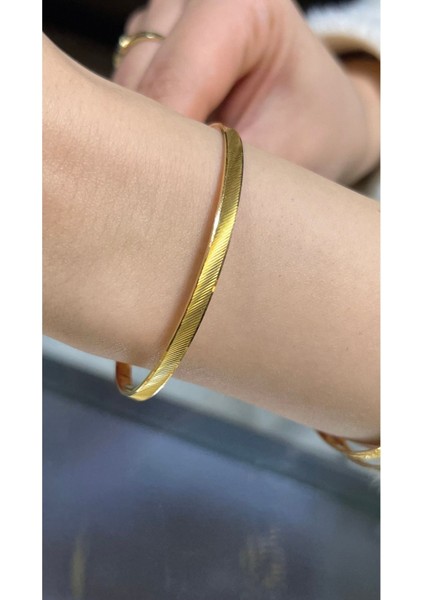 8 gr (GRAM) Yatırımlık Işçiliksiz Trabzon Desenli Çöp Bilezik 22 Ayar Altın