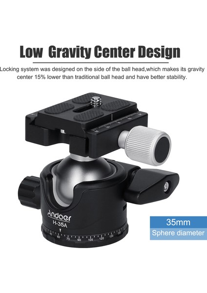 Zuomee H-35A Panorama Toplu Ayaklı Tripod Montaj Adaptörü Düşük Ağırlık Merkezi Maksimum 15 kg Yük Kapasitesi (Yurt Dışından) indirimleri