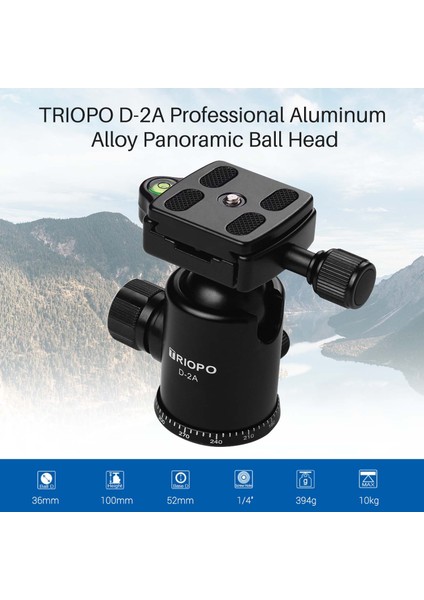 Zuomee Trıopo D-2A Profesyonel Dslr ve Ildc Kameraları Için Alüminyum Çelik 10 kg Yük Kapasiteli Top Kafa (Yurt Dışından) indirimleri