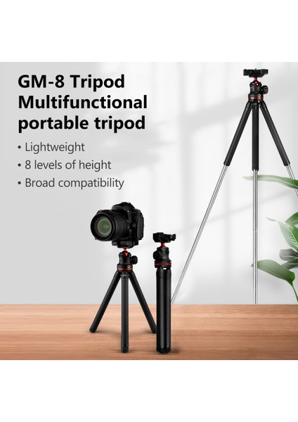 Zuomee Gızomos Gm-8 Taşınabilir Tripo Aygıtı 8 Seviyeli Yükseklik Ayarı Bilyeli Başlıklı (Yurt Dışından) modelleri