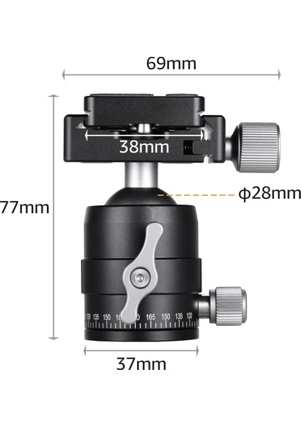 Zuomee MT-02J Kompakt Tripod Küre Başlı 360° Dönüşümlü Alüminyum Alöjü (Yurt Dışından)