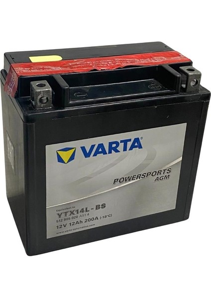 12V 12 Ah Motosiklet Aküsü Agm 200A (En) (150*87*146) (YTX14L-BS) (A514) Düz Kutup