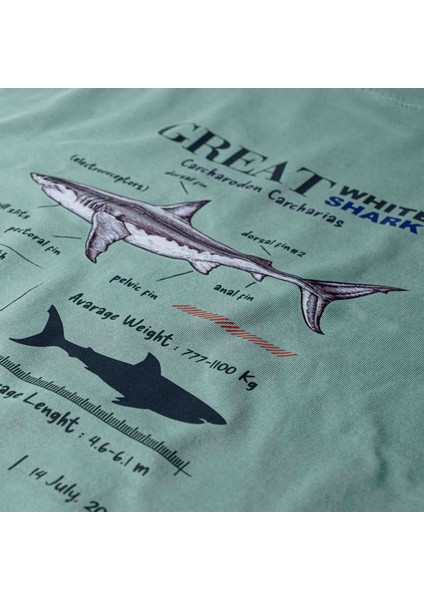 Anatomy Great White Shark Tasarım T-Shirt Köpekbalık Anatomisi Tasarım T-Shirt Köpekbalıklı Baskılı T-Shirt